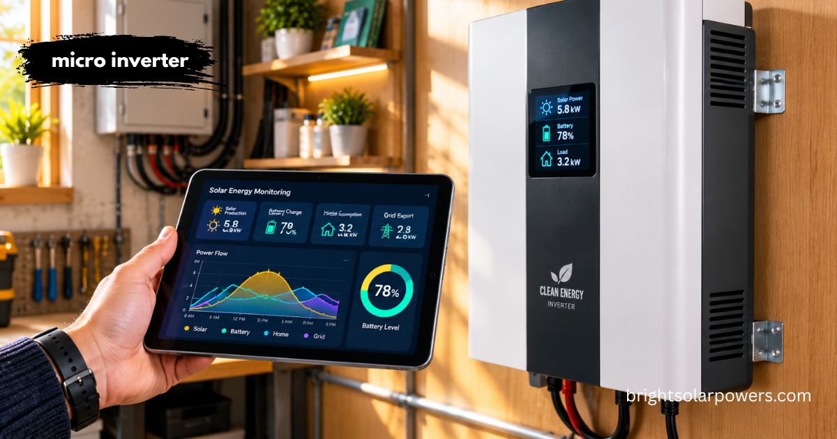 Micro inverter for solar energy system with real-time power monitoring.