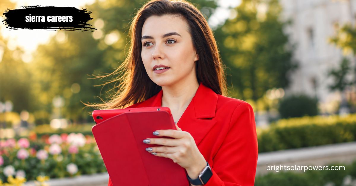 Sierra Careers – professional woman exploring career opportunities with tablet.