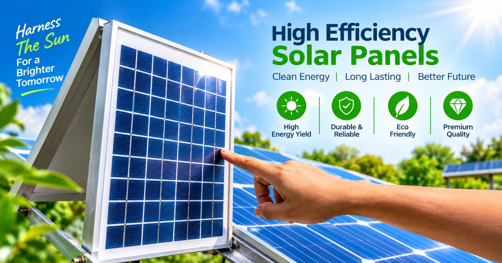 Solar AC powered by efficient solar panels for clean energy