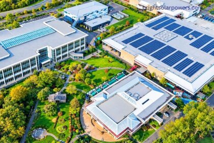 Solar companies in Hyderabad installing rooftop solar panels on commercial buildings.