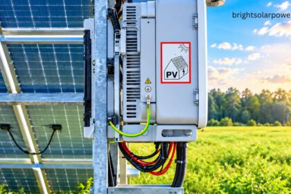 Solar grid tie inverter connected to photovoltaic panels for power generation.