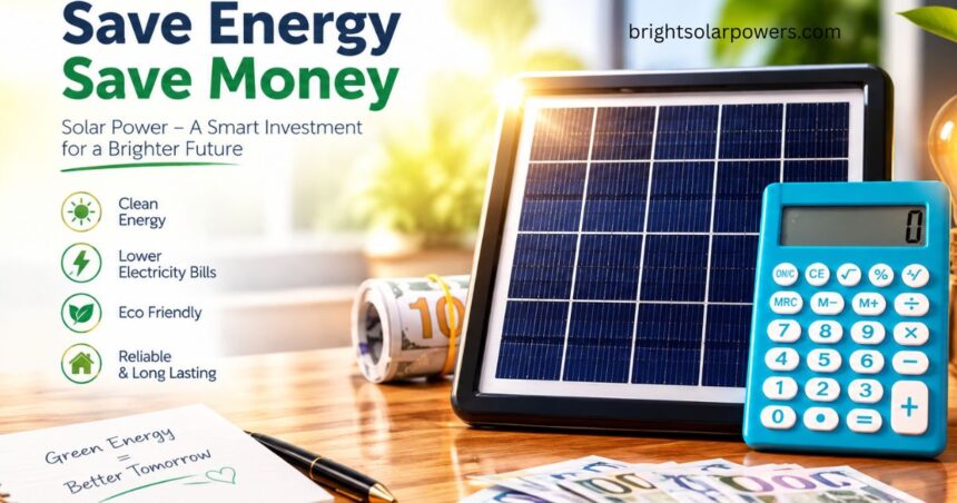 Subsidy on solar panels with solar energy savings and cost calculator concept.