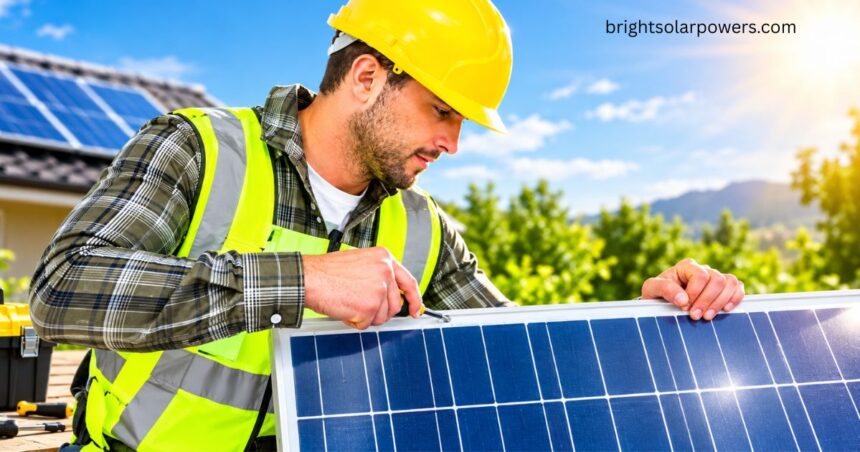TopCon solar panel installation by professional technician.