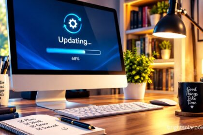 Upsert software update on computer screen.