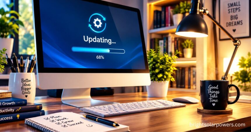 Upsert software update on computer screen.